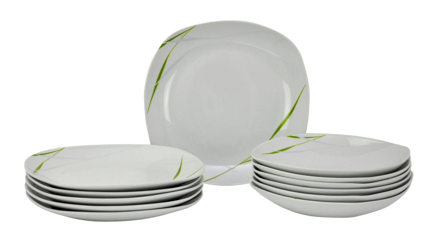 Tafelservice Moonlight 12tlg. - Weiß Mit Farbigem Gittermuster-Dekor Und Geschwungenen Kanten - Für 6 Personen 5 Tafelservice Moonlight 12tlg. - Weiß Mit Farbigem Gittermuster-Dekor Und Geschwungenen Kanten - Für 6 Personen – Bild 5