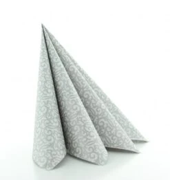 Sovie HORECA Serviette Rico In Grau-silber Aus Linclass® Airlaid 40 X 40 Cm, 50 Stück - Ornamente Schnörkel