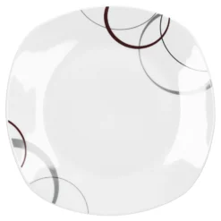 6er Set Essteller Flach Palazzo 25cm - Speiseteller Aus Weißem Porzellan Mit Dekor-Kreisen In Grau Und Dunkelrot -Villeroy & Boch Angebote Store 0ff84fc4 a670 41c4 b2bf 5fab32f586c5 scaled