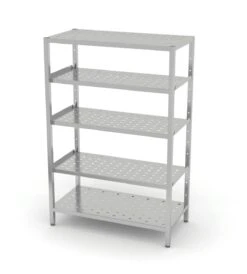 Edelstahl Gastro-Lagerregal Mit 5 Verstellbaren (perforierten) Ablagefächern | AISI 430 Qualität | HxBxT 180x140x40 -Villeroy & Boch Angebote Store 32e579df cd00 4f5f 8ad4 eaf44cac8b91