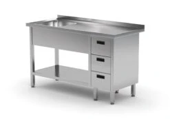 Edelstahl Gastro-Spültisch Mit Ablagefach & 3 Schubladen (Becken Links) | AISI 430 Qualität | HxBxT 85x160x60 -Villeroy & Boch Angebote Store 4f6ff695 0ad6 4b39 aac6 142e746396f1