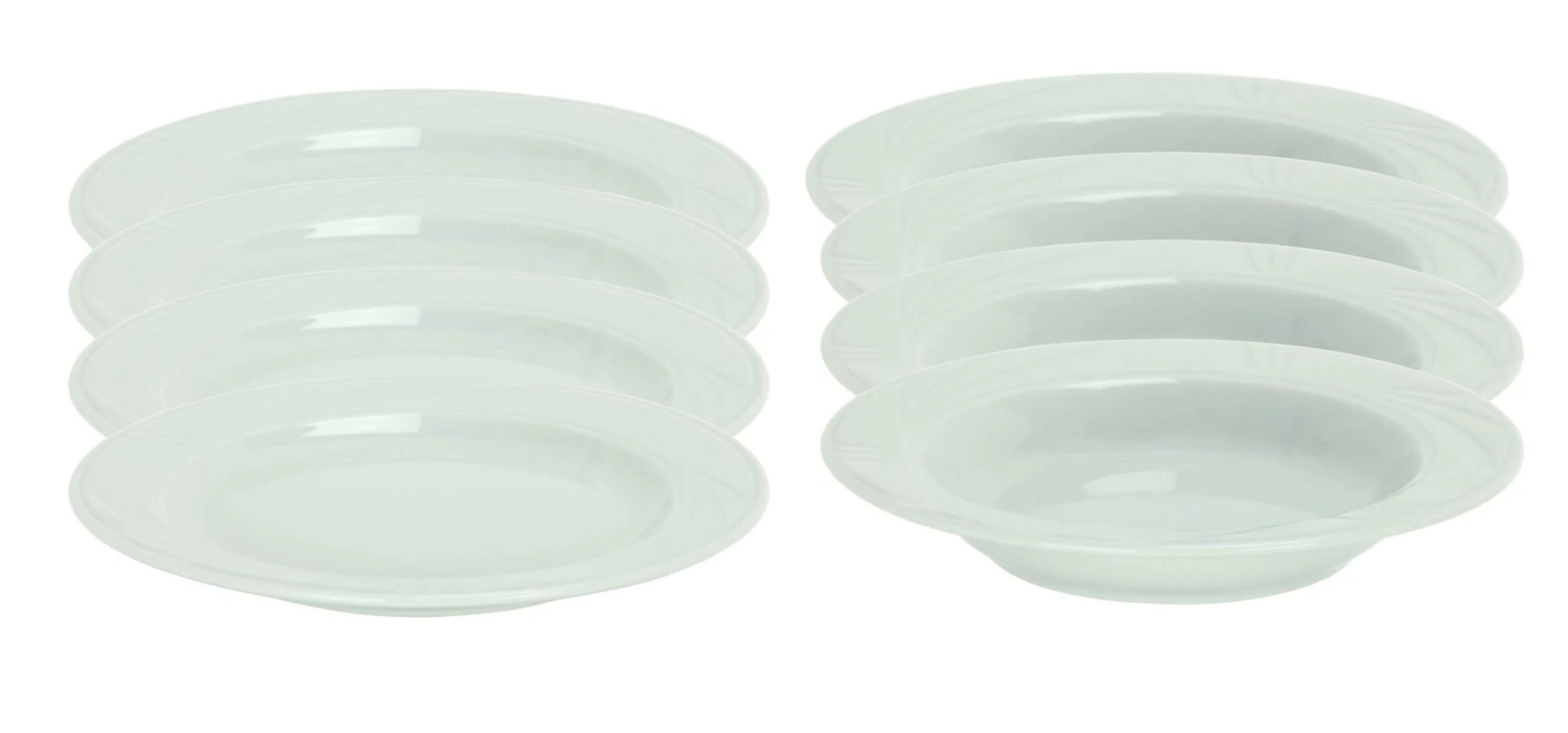 Tafelservice Moonlight 12tlg. - Weiß Mit Farbigem Gittermuster-Dekor Und Geschwungenen Kanten - Für 6 Personen 7 Tafelservice Moonlight 12tlg. - Weiß Mit Farbigem Gittermuster-Dekor Und Geschwungenen Kanten - Für 6 Personen – Bild 7