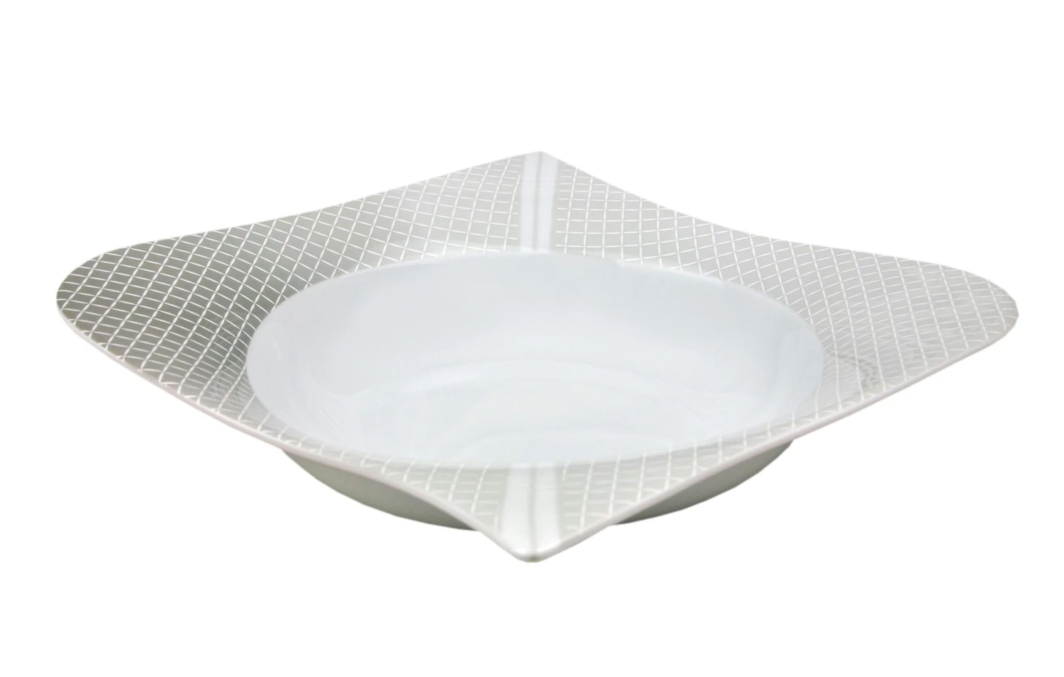 Tafelservice Moonlight 12tlg. - Weiß Mit Farbigem Gittermuster-Dekor Und Geschwungenen Kanten - Für 6 Personen 1 Tafelservice Moonlight 12tlg. - Weiß Mit Farbigem Gittermuster-Dekor Und Geschwungenen Kanten - Für 6 Personen