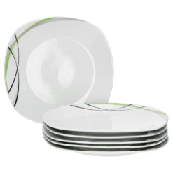 6er Set Essteller Flach Palazzo 25cm - Speiseteller Aus Weißem Porzellan Mit Dekor-Kreisen In Grau Und Dunkelrot -Villeroy & Boch Angebote Store ac148133 1a23 4e47 9dce 46071020be19 scaled